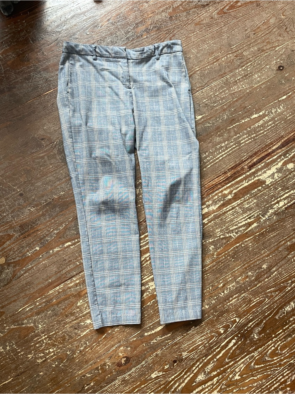 Adrienne Vittadini Light Blue Plaid Women's Dress Pants